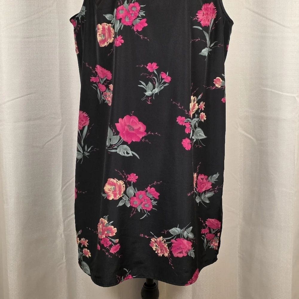 Free People Floral Shift Dress Black Sleeveless Size Large Boho